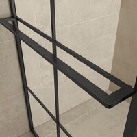 Wiesbaden Wiesbaden Maaz Inloopdouche met Raster en Handdoekhouder - Nano Coating - 10mm Helder Glas - 90x200cm - Mat Zwart