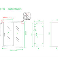 Wiesbaden Wiesbaden Skyline Schuifbare Nisdeur - Nano Coating - 8mm Helder Glas - 100x200cm - Mat Zwart