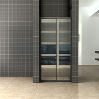 Wiesbaden Wiesbaden Skyline Schuifbare Nisdeur - Nano Coating - 8mm Helder Glas - 110x200cm - Mat Zwart