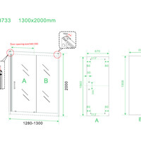 Wiesbaden Wiesbaden Skyline Schuifbare Nisdeur - Nano Coating - 8mm Helder Glas - 130x200cm - Mat Zwart