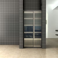 Wiesbaden Wiesbaden Skyline Schuifbare Nisdeur - Nano Coating - 8mm Helder Glas - 140x200cm - Mat Zwart