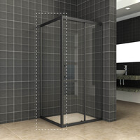 Wiesbaden Wiesbaden Skyline Zijwand - Nano Coating - 8mm Helder Glas - 90x200cm - Mat Zwart