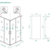 Wiesbaden Wiesbaden Skyline Hoekinstap met 2 Schuifdeuren - Nano Coating - 8mm Helder Glas - 80x80x200cm - Mat Zwart