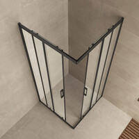 Wiesbaden Wiesbaden Skyline Hoekinstap met 2 Schuifdeuren - Nano Coating - 8mm Helder Glas - 80x80x200cm - Mat Zwart