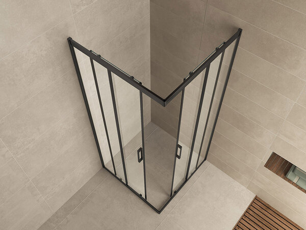 Wiesbaden Wiesbaden Skyline Hoekinstap met 2 Schuifdeuren - Nano Coating - 8mm Helder Glas - 80x80x200cm - Mat Zwart