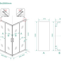 Wiesbaden Wiesbaden Skyline Hoekinstap met 2 Schuifdeuren - Nano Coating - 8mm Helder Glas - 90x90x200cm - Mat Zwart
