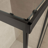 Wiesbaden Wiesbaden Skyline Hoekinstap met 2 Schuifdeuren - Nano Coating - 8mm Helder Glas - 100x100x200cm - Mat Zwart