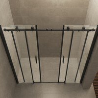 Wiesbaden Wiesbaden Slide Schuifbare Nisdeur - Nano Coating - 8mm Helder Glas - 180x200cm - Mat Zwart