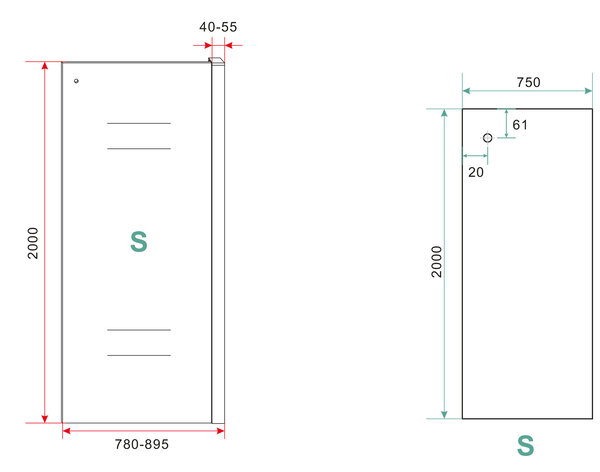 Wiesbaden Wiesbaden Slide Zijwand - Nano Coating - 8mm Helder Glas - 80x200cm - Mat Zwart