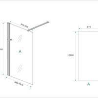 Wiesbaden Wiesbaden Graffic Inloopdouche - Nano Folie - 10mm Helder Glas - 100x200cm - Mat Zwart