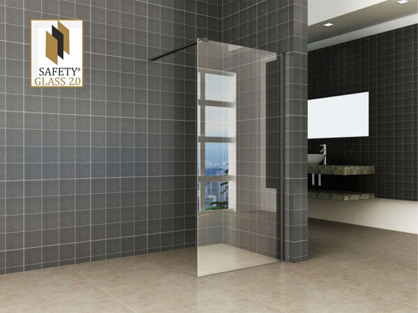 Wiesbaden Wiesbaden Graffic Inloopdouche - Nano Folie - 10mm Helder Glas - 120x200cm - Mat Zwart