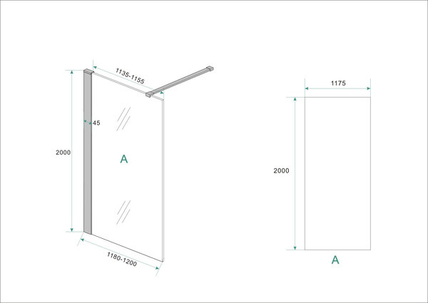 Wiesbaden Wiesbaden Graffic Inloopdouche - Nano Folie - 10mm Helder Glas - 120x200cm - Mat Zwart