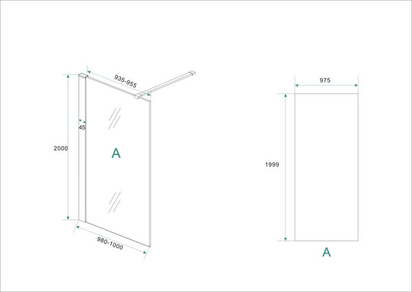 Wiesbaden Wiesbaden Brush Inloopdouche - Nano Coating - 10mm Helder Glas - 100x200cm - RVS