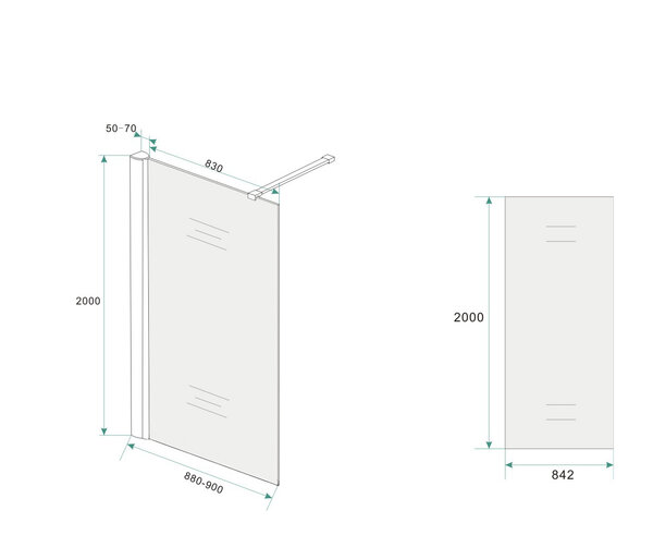 Wiesbaden Wiesbaden Frosted Inloopdouche - Nano Coating - 10mm Helder Glas - 90x200cm - Chrome