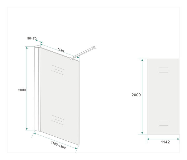 Wiesbaden Wiesbaden Frosted Inloopdouche - Nano Coating - 10mm Helder Glas - 120x200cm - Chroom