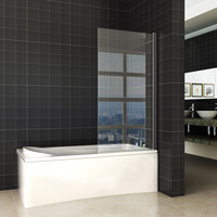 Wiesbaden Wiesbaden Orbit Draaibaar Badwand - Nano Coating - 6mm Helder Glas - 80x150cm - Mat Zwart