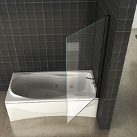 Wiesbaden Wiesbaden Orbit Draaibaar Badwand - Nano Coating - 6mm Helder Glas - 80x150cm - Mat Zwart