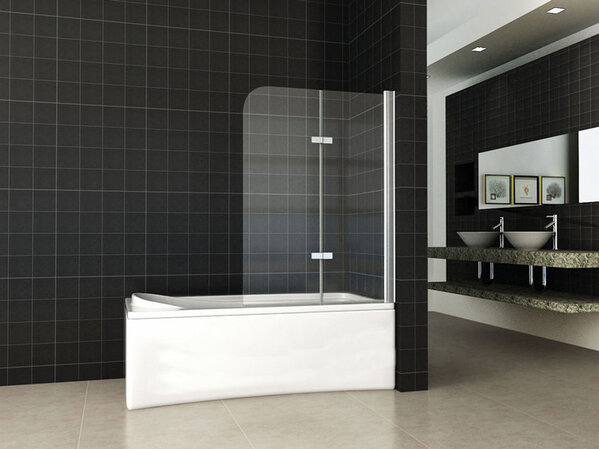 Wiesbaden Wiesbaden Pento Vouwbaar Badwand - Nano Coating - 6mm Helder Glas - 100x140cm - Chrome