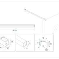 Wiesbaden Wiesbaden Slim Set Stabilisatiestangen voor Vrijstaande Inloopdouche - 120cm - Chroom