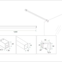 Wiesbaden Wiesbaden Slim Set Stabilisatiestangen voor Vrijstaande Inloopdouche - 120cm - Mat Zwart