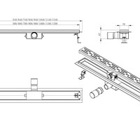 Wiesbaden Wiesbaden Douchegoot met Rooster, Vloerflens en Zijuitloop - 60cm - RVS