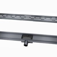Wiesbaden Wiesbaden Douchegoot met Rooster, Vloerflens en Zijuitloop - 90cm - Geborsteld Gunmetal