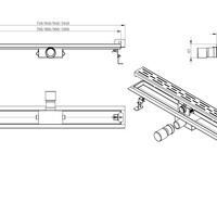 Wiesbaden Wiesbaden Douchegoot met Rooster, Muurflens en Zijuitloop - 70cm - RVS