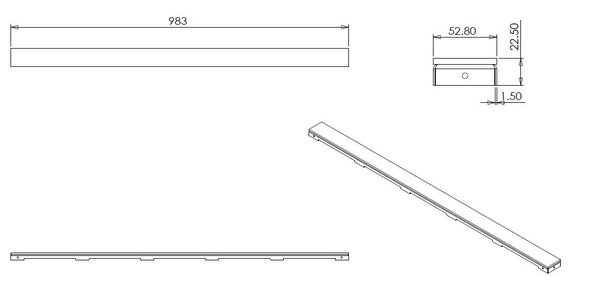 Wiesbaden Wiesbaden Glasrooster - 100cm - RVS