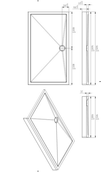 Wiesbaden Wiesbaden Compo Voorzetpaneel inclusief Set Poten - Rechthoek - Acryl - 160x90x4cm - Wit