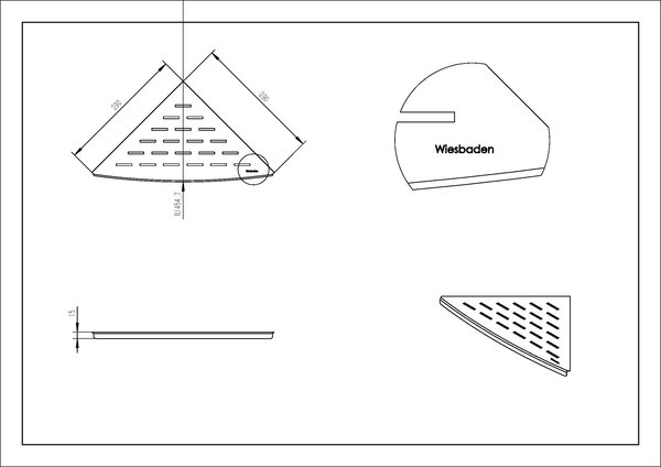 Wiesbaden Wiesbaden Inwall Hoekplanchet 29x29cm - Mat Zwart