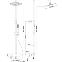 Wiesbaden Wiesbaden Caral Thermostatische Opbouw Douchekraan met Stijgbuis, Douchekop Ø25cm, Staaf Handdouche & Doucheslang - Draaiknoppen - Chroom