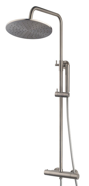 Wiesbaden Wiesbaden Caral Thermostatische Opbouw Douchekraan met Glijstang en Staaf Handdouche - Ø25cm - Geborsteld RVS