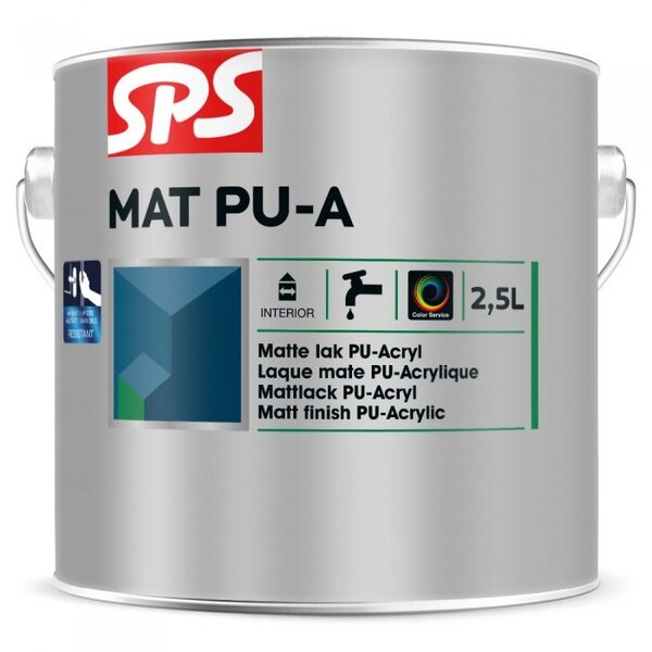 SPS SPS Mat PU-A Acryllak - Waterbasis - 2,5L - RAL9010