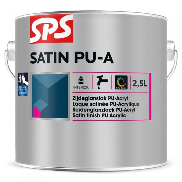 SPS SPS Satin PU-A Zijdeglans Acryllak - Waterbasis - 2,5L - Wit