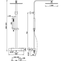 Wiesbaden Wiesbaden Rombo Thermostatische Opbouw Regendouche met Kraan, Glijstang en Staaf Handdouche - 25x25cm - Chroom