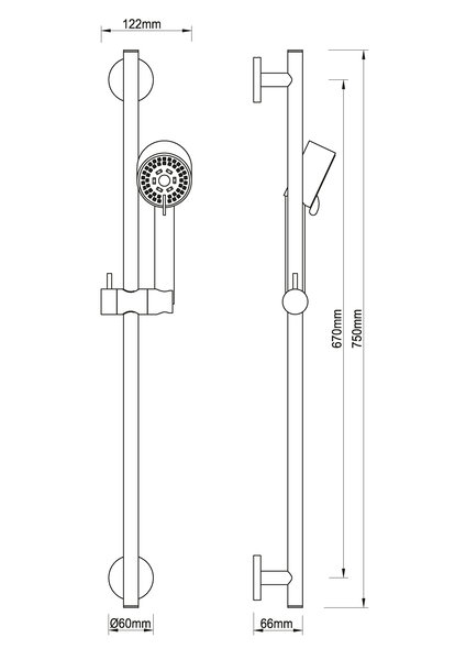 Wiesbaden Wiesbaden Cadans Glijstangset - Geborsteld Gunmetal