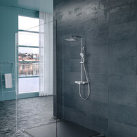 Wiesbaden Wiesbaden Nuovo Thermostatische Opbouw Regendouche met Kraan, Glijstang en 3-Standen Handdouche - Ø30cm - Chroom