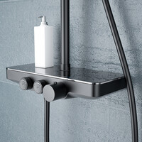 Wiesbaden Wiesbaden Nuovo Thermostatische Opbouw Regendouche met Kraan, Glijstang en 3-Standen Handdouche - Ø30cm - Mat Zwart