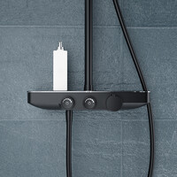 Wiesbaden Wiesbaden Nuovo Thermostatische Opbouw Regendouche met Kraan, Glijstang en 3-Standen Handdouche - Ø30cm - Mat Zwart