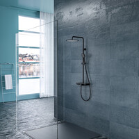 Wiesbaden Wiesbaden Nuovo Thermostatische Opbouw Regendouche met Kraan, Glijstang en 3-Standen Handdouche - Ø30cm - Mat Zwart