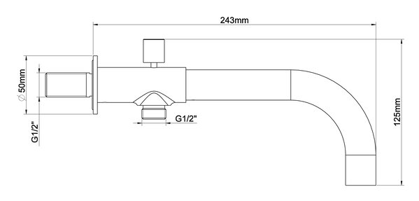 Wiesbaden Wiesbaden Caral Inbouw Baduitloop met Omstel - 23cm - Mat Zwart