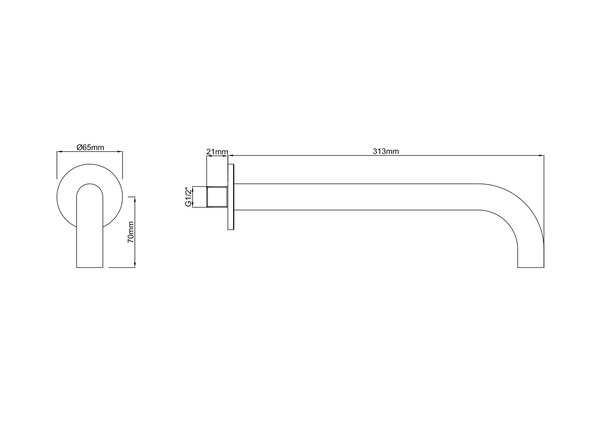 Wiesbaden Wiesbaden Caral Inbouw Uitloop - 30cm - Mat Zwart