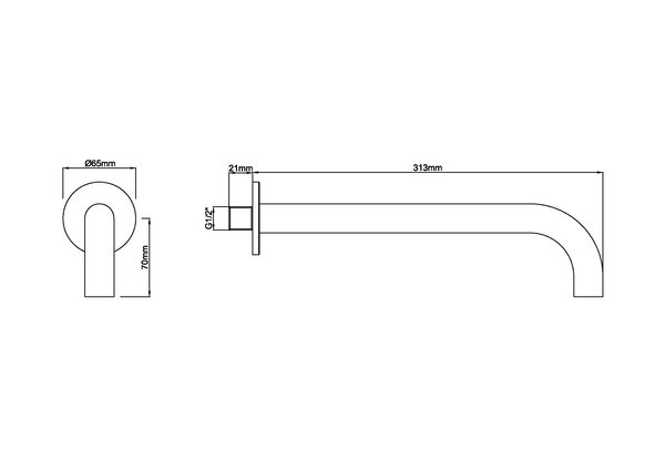 Wiesbaden Wiesbaden Caral Inbouw Uitloop - 30cm - Geborsteld Koper