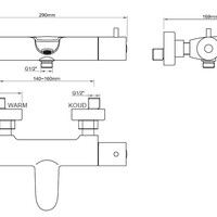 Wiesbaden Wiesbaden Caral Thermostatische Badkraan - Chroom