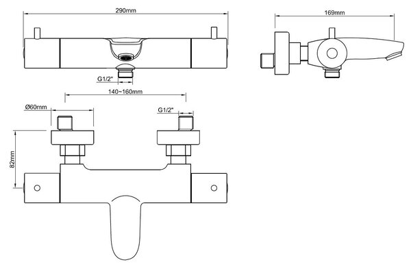 Wiesbaden Wiesbaden Caral Thermostatische Badkraan - Mat Zwart