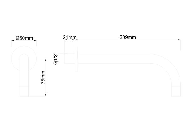 Wiesbaden Wiesbaden Slim Inbouw Uitloop - 20cm - Mat Zwart