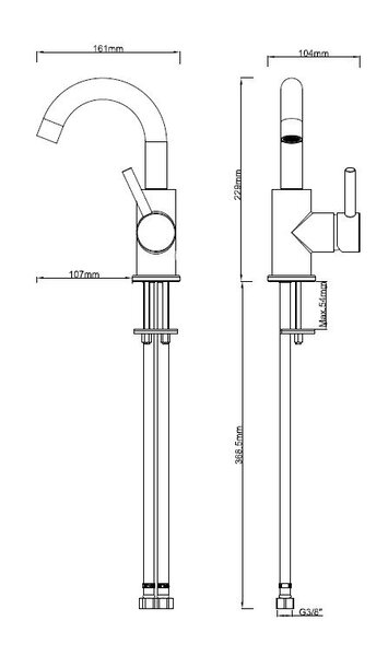 Wiesbaden Wiesbaden Caral Wastafelkraan met Draaibare Uitloop - Mat Zwart