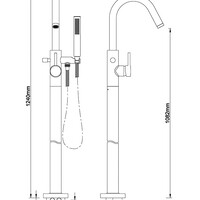 Wiesbaden Wiesbaden Caral Vrijstaande Badkraan met Staaf Handdouche - Mat Zwart