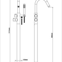 Wiesbaden Wiesbaden Caral Vrijstaande Thermostatische Badkraan met Staaf Handdouche - Geborsteld RVS