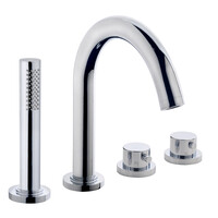 Wiesbaden Wiesbaden Caral 4-Gats Thermostatische Badrandkraan Afbouwset met Staaf Handdouche - Chrome